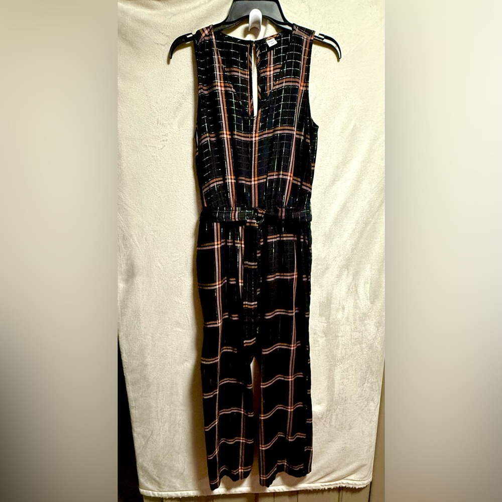 Old Navy Black and Pink Plaid Jumpsuit